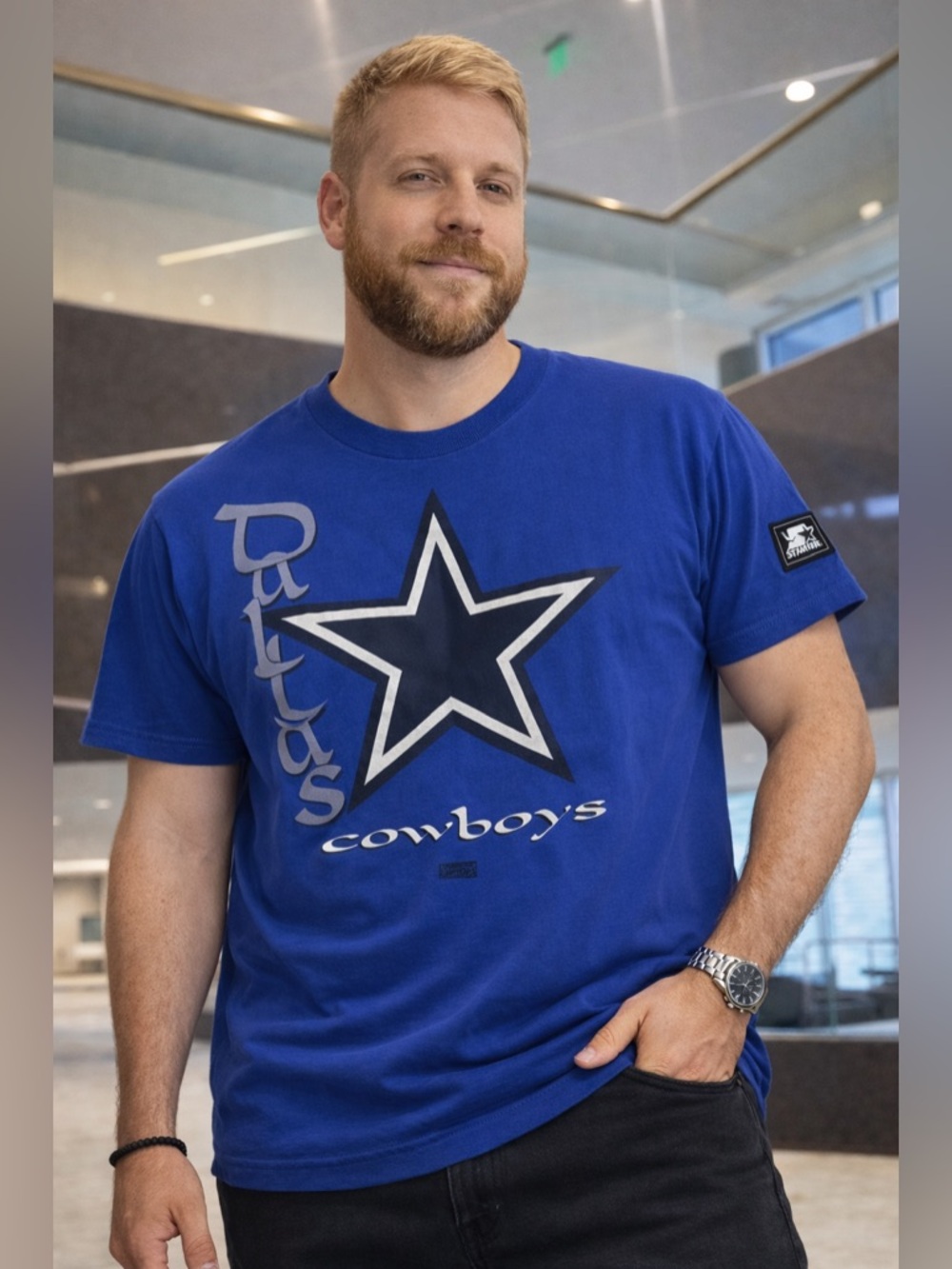 Starter Dallas Cowboys Vintage T Shirt Large Blue Made in USA Graphic Tee NFL